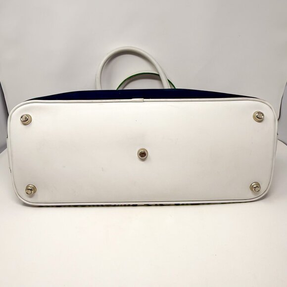 Diane von Fürstenberg Canvas Weekender Swirl Heart Print Navy/White Green Lining - Picture 8 of 15